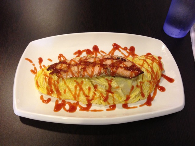 Grilled Salmon Omelette Rice at Cutting Board on #foodmento http://foodmento.com/place/3034