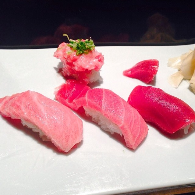 Tuna Sushi​ (Lean, Medium Fatty, Extra Fatty) Toro at Sushi Ota on #foodmento http://foodmento.com/place/3273