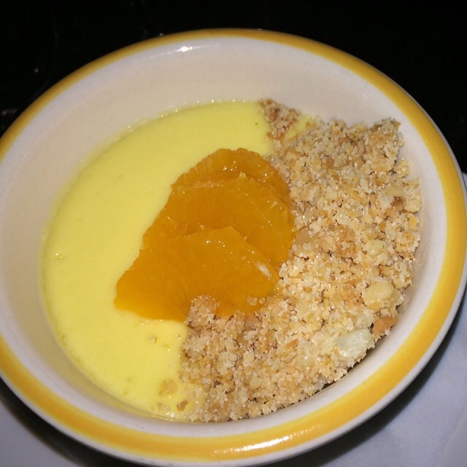 Pot De Creme, Clementine Custard, Macadamia & Coconut Crumble from Montmartre on #foodmento http://foodmento.com/dish/20159