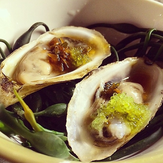 Wellfleet Oysters, Ginger Mignonette, Caviar from élan on #foodmento http://foodmento.com/dish/13891