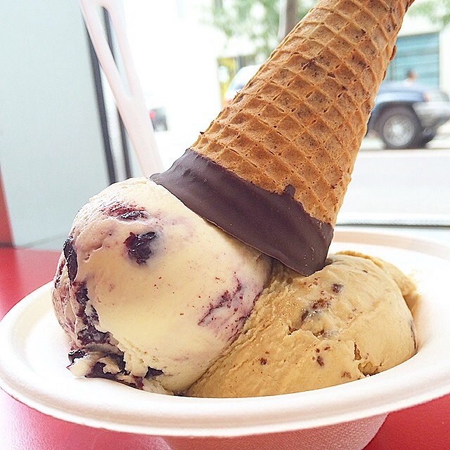 Buttermilk Honey Blueberry, Coffee Crunch Ice Cream from OddFellows Ice Cream (CLOSED) on #foodmento http://foodmento.com/dish/16395