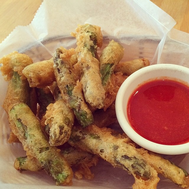 Beer Battered Asparagus from Fritzl's Lunch Box (CLOSED) on #foodmento http://foodmento.com/dish/16606