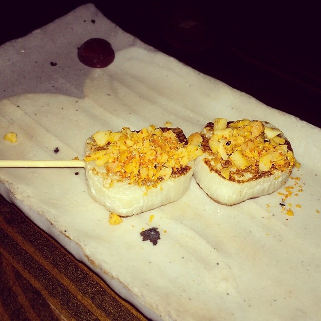 Mountain Yam & Macadamia Nuts - Kushi Yaki at Blue Ribbon Sushi Izakaya on #foodmento http://foodmento.com/place/3975