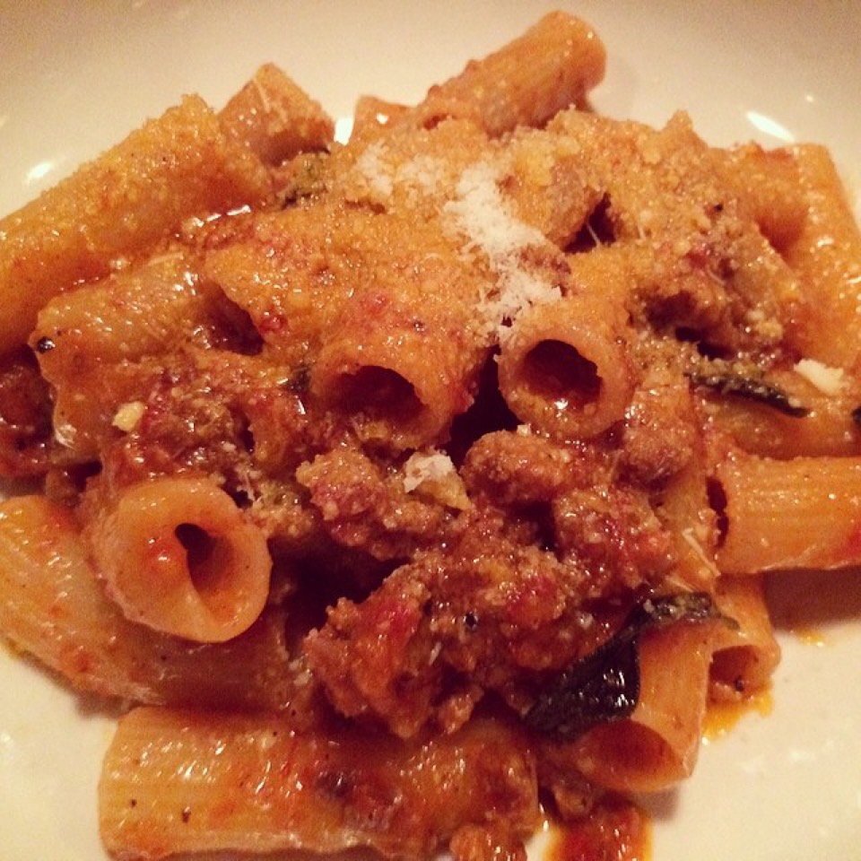 Rigatoni, Spicy Sausage, Ragu, Kale, Goat Cheese at Barbuto on #foodmento http://foodmento.com/place/824