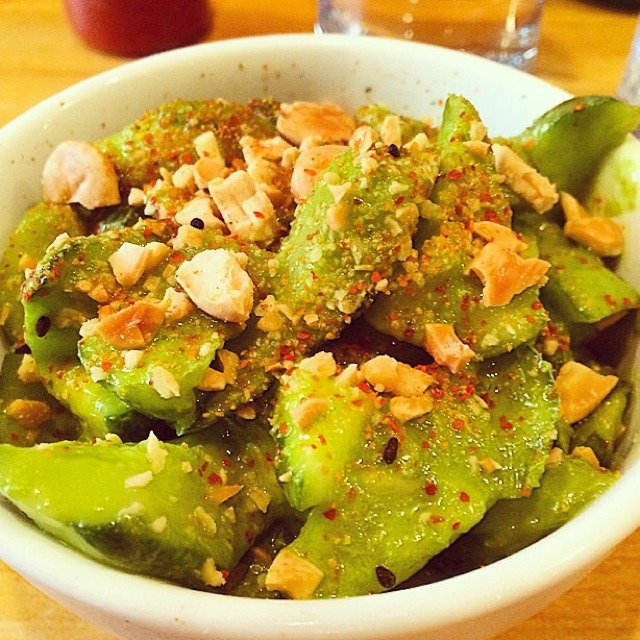 Spice Cucumber, Scallion, Togarashi, Almonds at Momofuku Noodle Bar on #foodmento http://foodmento.com/place/921