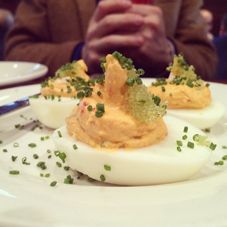 Kimchi Deviled Eggs at Momofuku Ssäm Bar on #foodmento http://foodmento.com/place/922