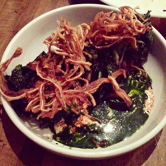 Lollipop Kale With Crème Fraiche, Crispy Pig Ears... at ink. (CLOSED) on #foodmento http://foodmento.com/place/2692