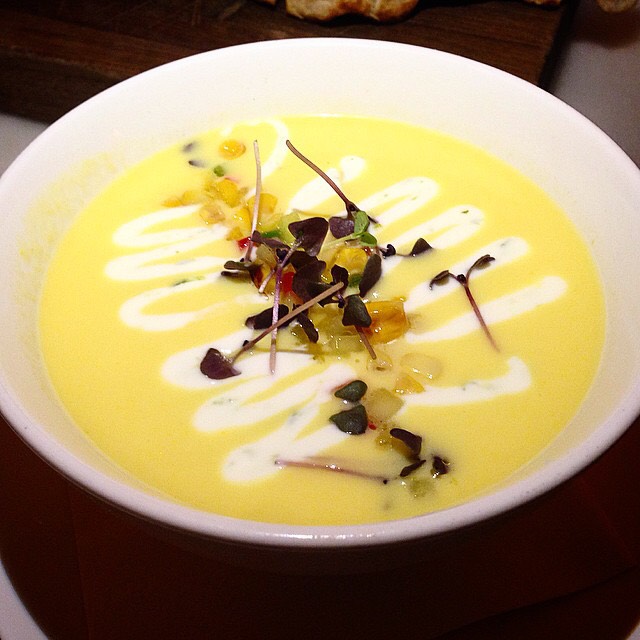 Chilled Corn Soup, Basil & Lime Yogurt from Maysville on #foodmento http://foodmento.com/dish/17908
